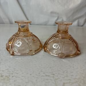 Anchor Hocking Oyster and Pearls Pin Candlesticks set of 2
